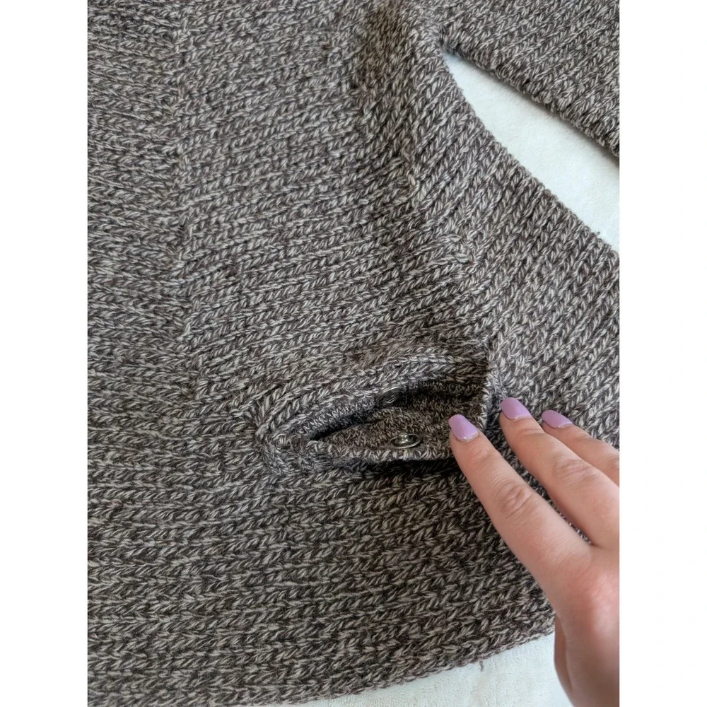Manoush Knit Cardigan Sweater Pockets Button Front Brown Wool Blend Small‎